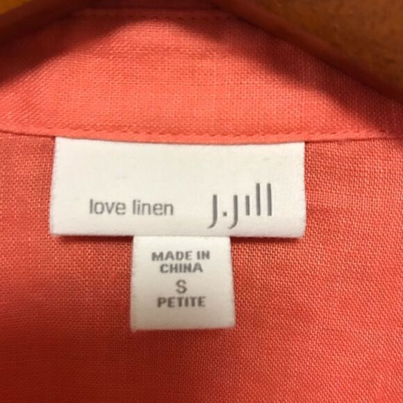 JJill love linen orange button down shirt.  Size S/P - Picture 6 of 6